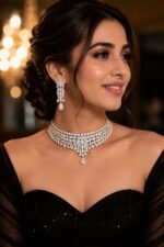 AD Stone Choker Necklace Set - Image 4