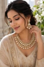 Kundan Pearl Necklace Set - Image 4