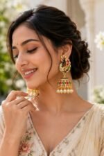 Peacock Design Jhumka Earrings - Image 3
